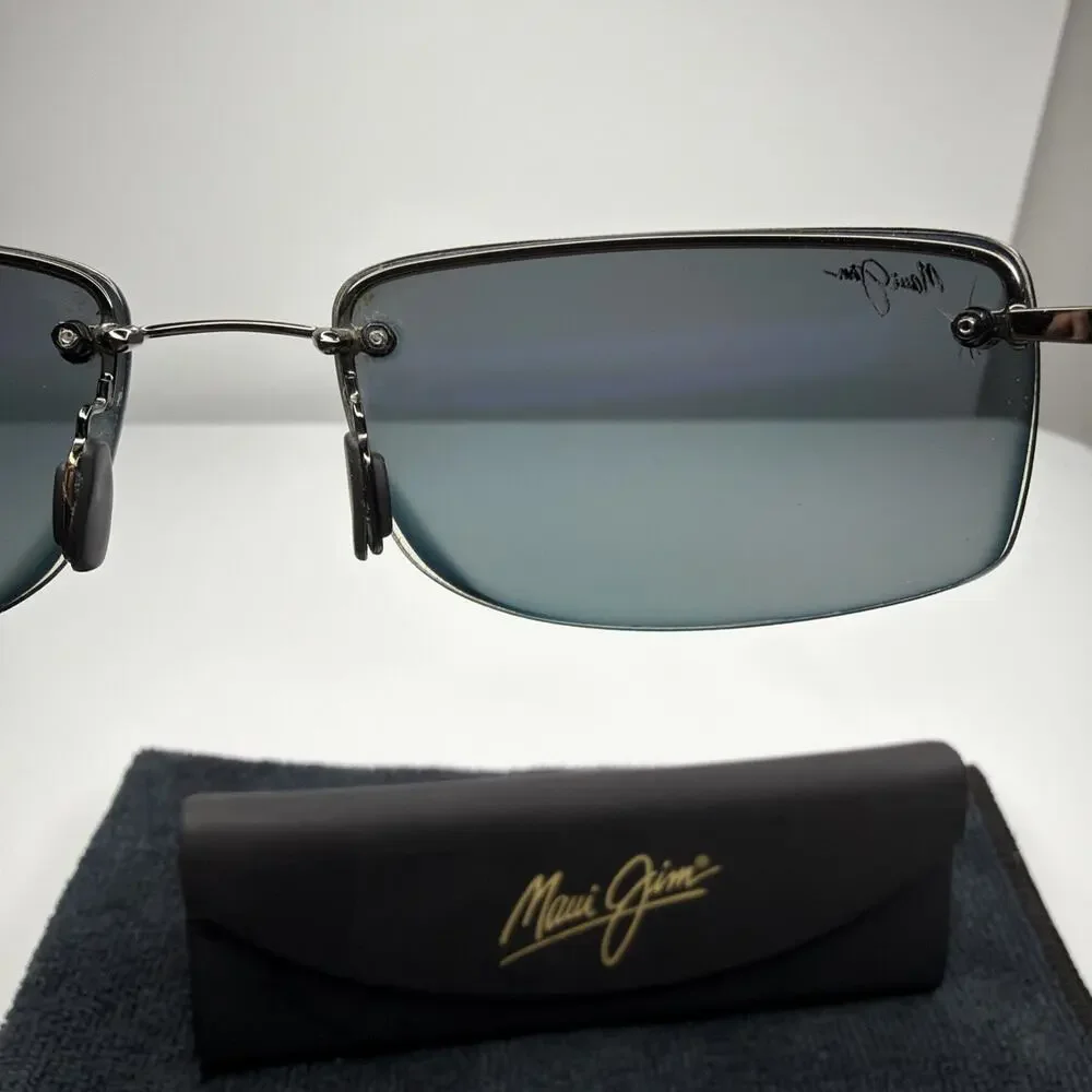 MAUI JIM Sunglasses MJ-352-02 Pali Black Flexon Polarized Half Rim Case Unisex